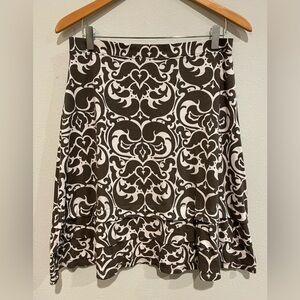 INC International Concepts A-line ruffled gray print skirt. Size M